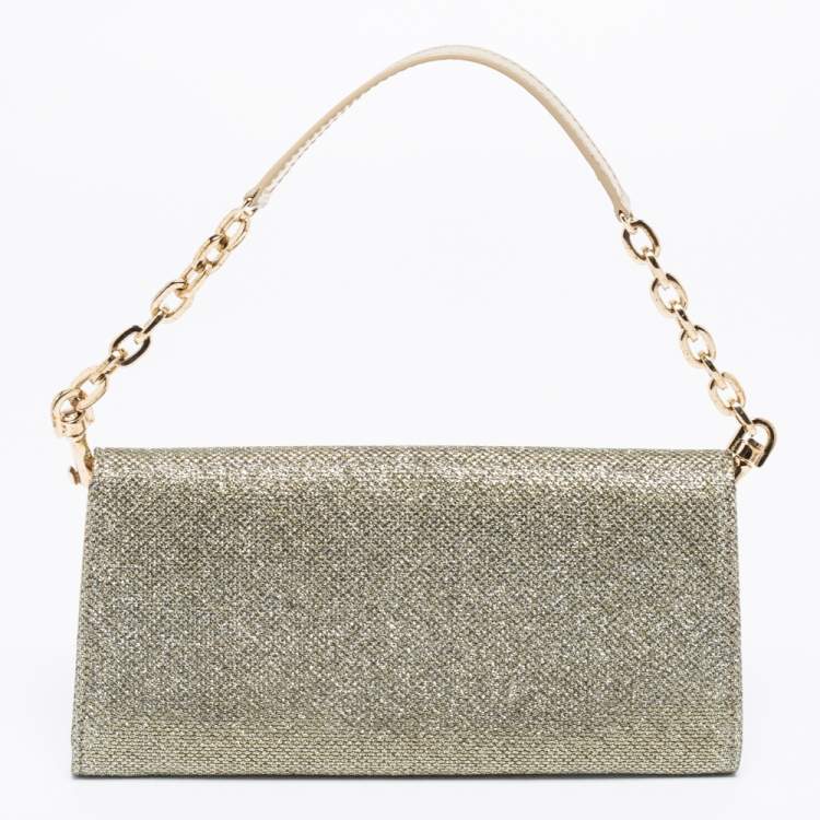 Pre Owned Jimmy Choo Gold/Silver Glitter Riane Clutch Bag