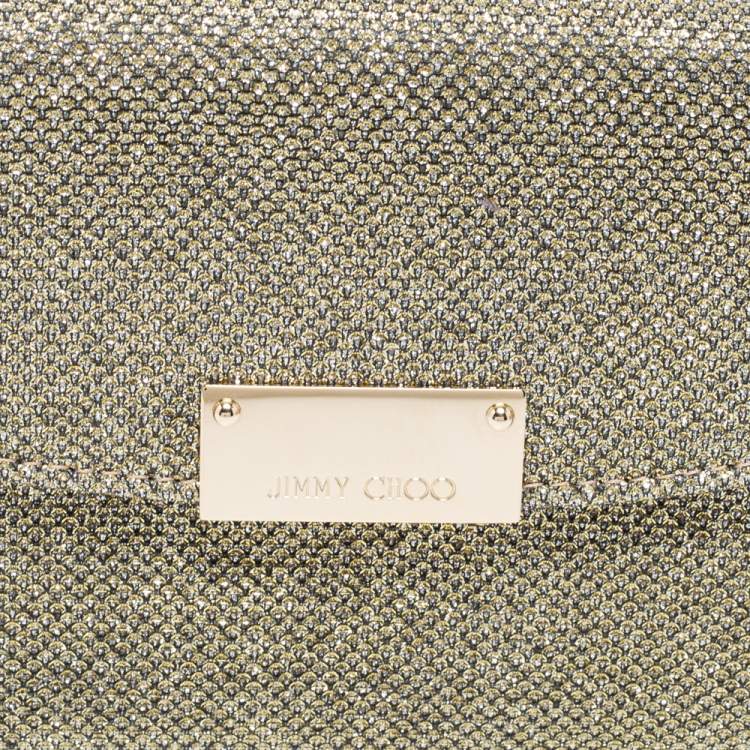 Pre Owned Jimmy Choo Gold/Silver Glitter Riane Clutch Bag