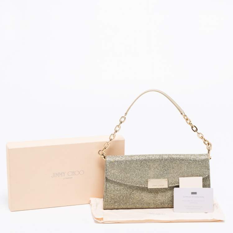 Pre Owned Jimmy Choo Gold/Silver Glitter Riane Clutch Bag
