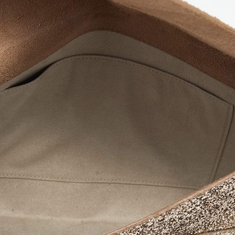مملوكة مسبقًا Jimmy Choo Metallic Gold Glitter Rosetta Clutch