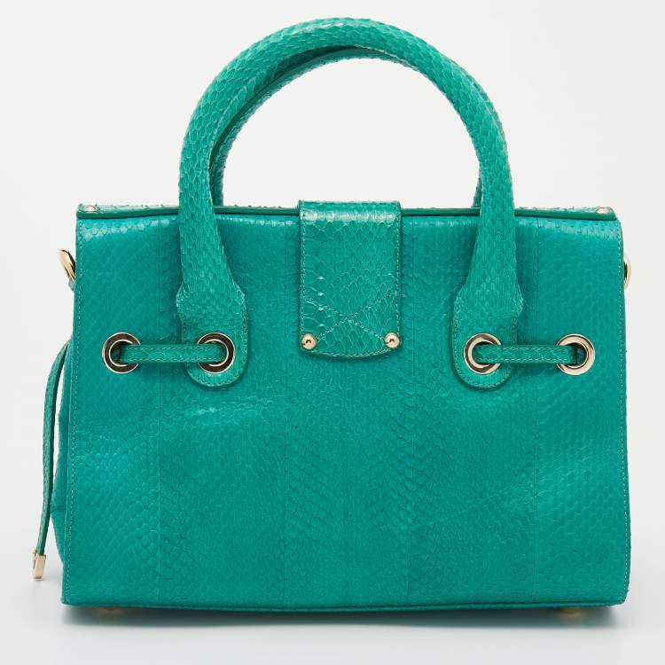 Pre Owned Jimmy Choo Sea Green Python Leather Rosalie Satchel