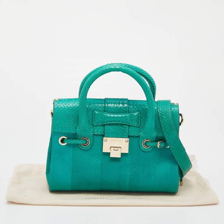 Pre Owned Jimmy Choo Sea Green Python Leather Rosalie Satchel