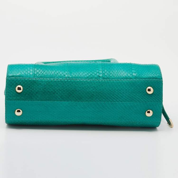 Pre Owned Jimmy Choo Sea Green Python Leather Rosalie Satchel