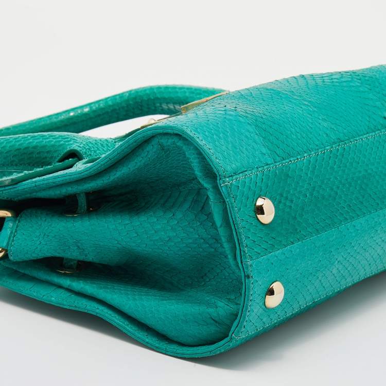 Pre Owned Jimmy Choo Sea Green Python Leather Rosalie Satchel