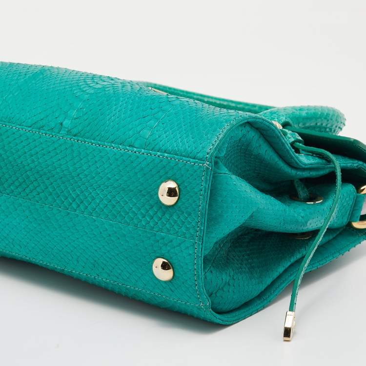 Pre Owned Jimmy Choo Sea Green Python Leather Rosalie Satchel