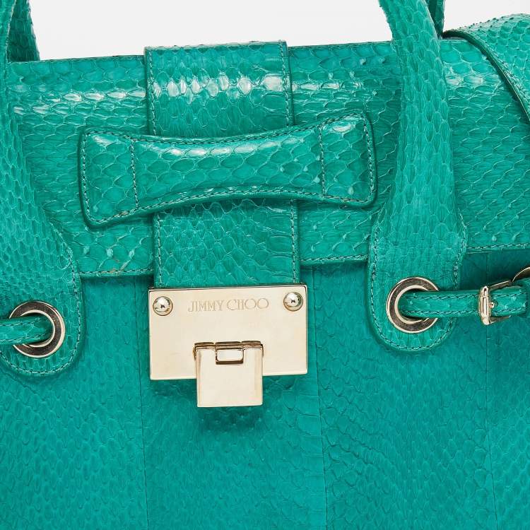 Pre Owned Jimmy Choo Sea Green Python Leather Rosalie Satchel