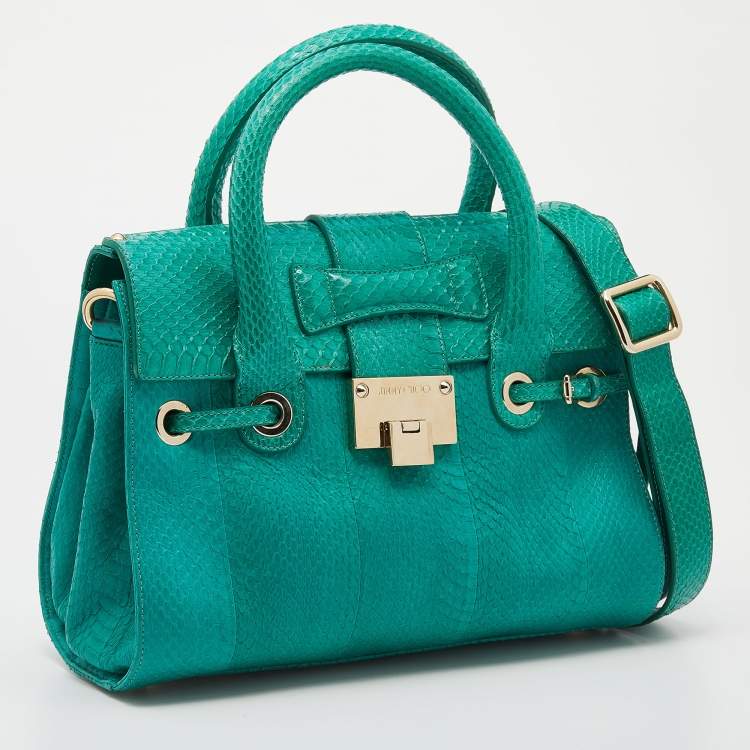 Pre Owned Jimmy Choo Sea Green Python Leather Rosalie Satchel