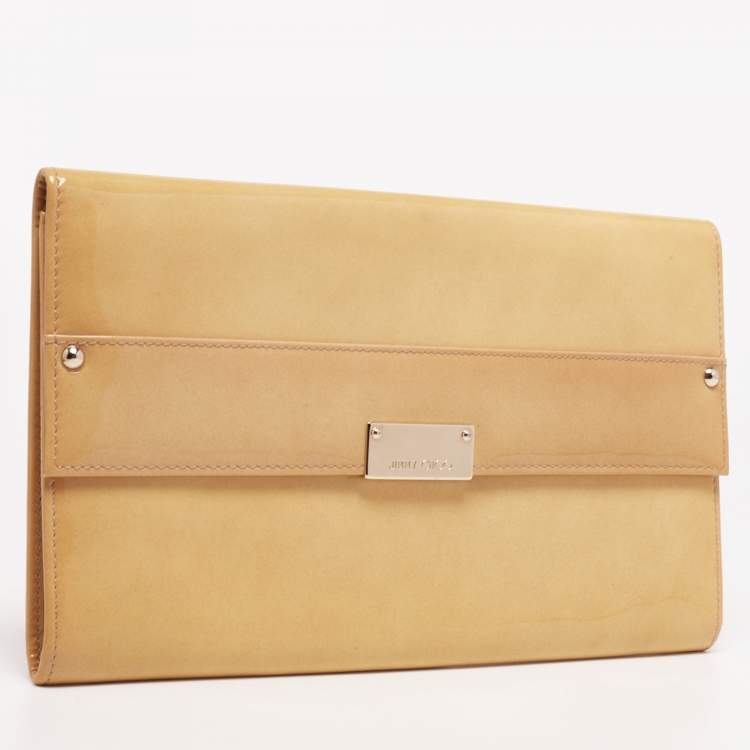 Pre Owned Jimmy Choo Butter Yellow Patent Leather Reese Clutch