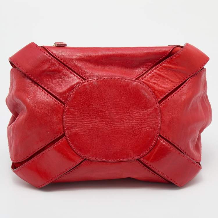 Pre Owned Jimmy Choo Red Leather and Suede Mahala Tote