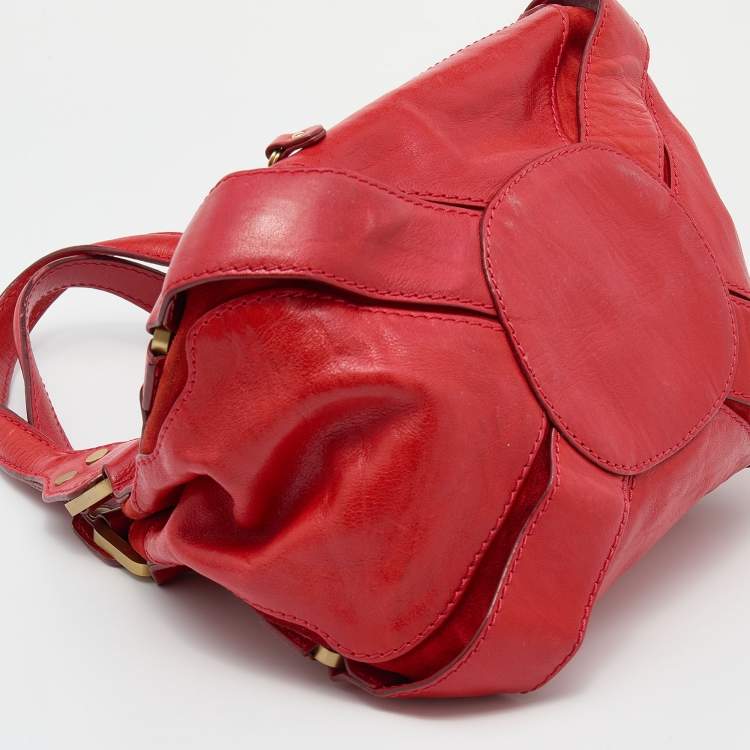 Pre Owned Jimmy Choo Red Leather and Suede Mahala Tote