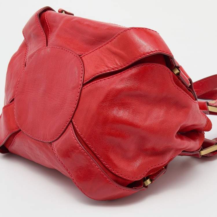 Pre Owned Jimmy Choo Red Leather and Suede Mahala Tote