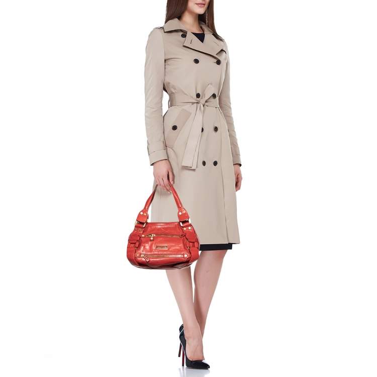 Pre Owned Jimmy Choo Red Leather and Suede Mahala Tote