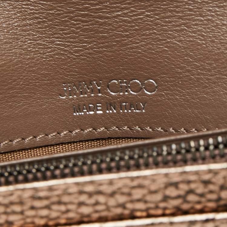 Pre Owned Jimmy Choo Metallic Rose Gold Leather Flap Continental Wallet