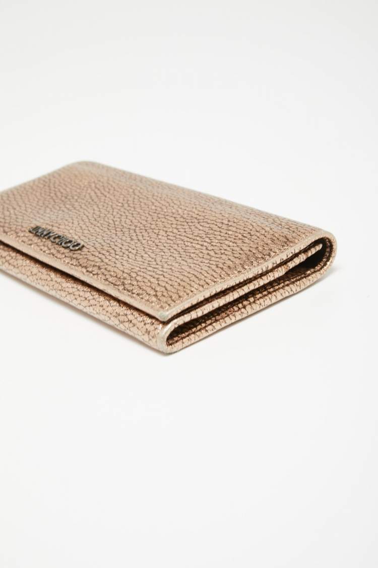 Pre Owned Jimmy Choo Metallic Rose Gold Leather Flap Continental Wallet