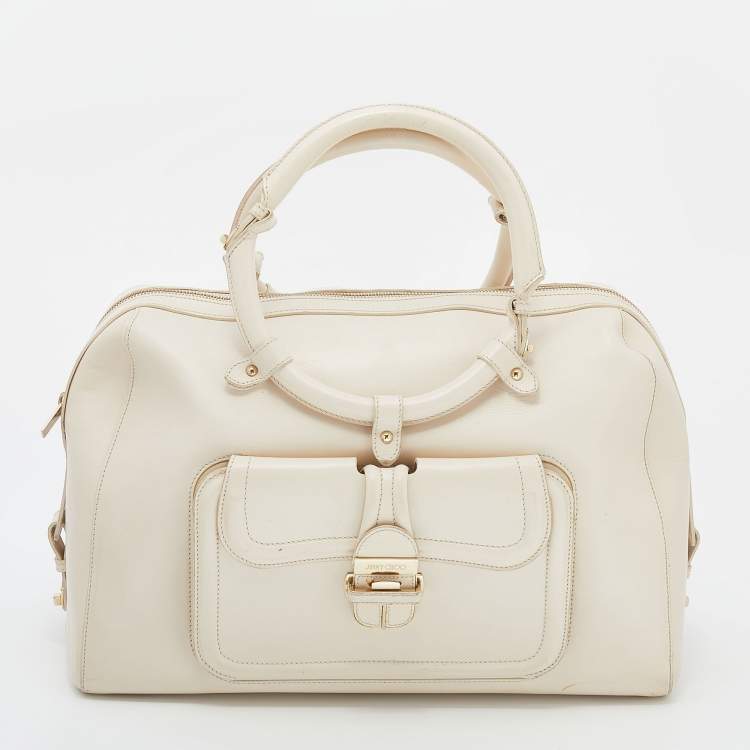 Pre Owned Jimmy Choo White Leather Satchel