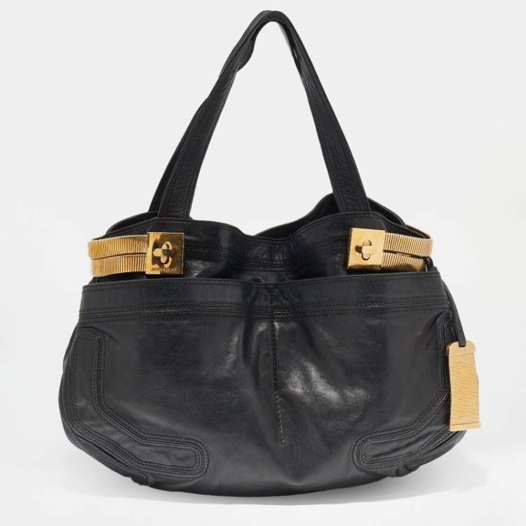 Pre Owned Jimmy Choo Black Leather Tote