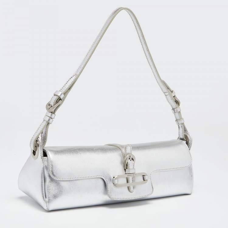 مملوكة مسبقًا Jimmy Choo Silver Leather Tulita Clutch
