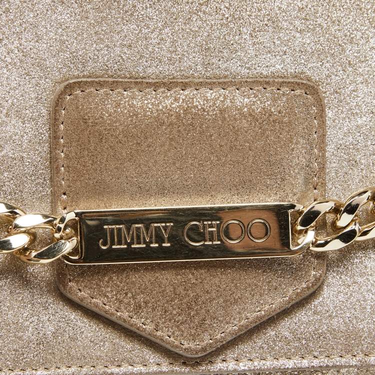 Pre Owned Jimmy Choo Metallic Suede Shadow Chain Bag