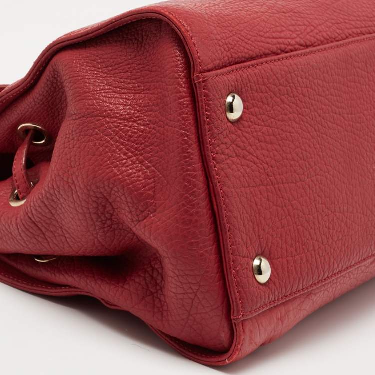 Pre Owned Jimmy Choo Red Leather Rosalie Satchel