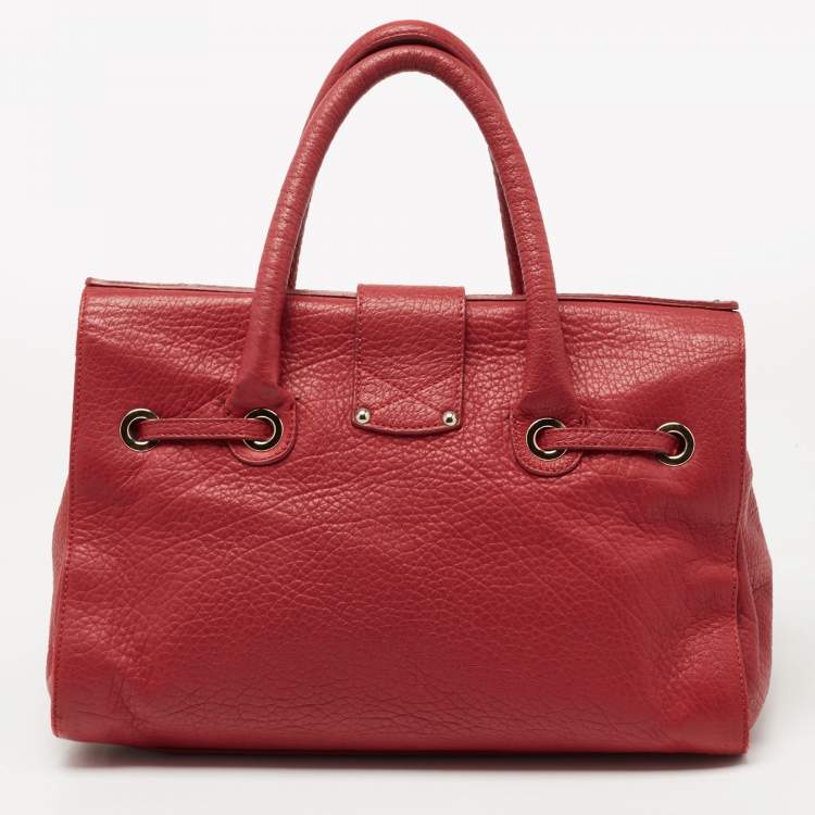 Pre Owned Jimmy Choo Red Leather Rosalie Satchel