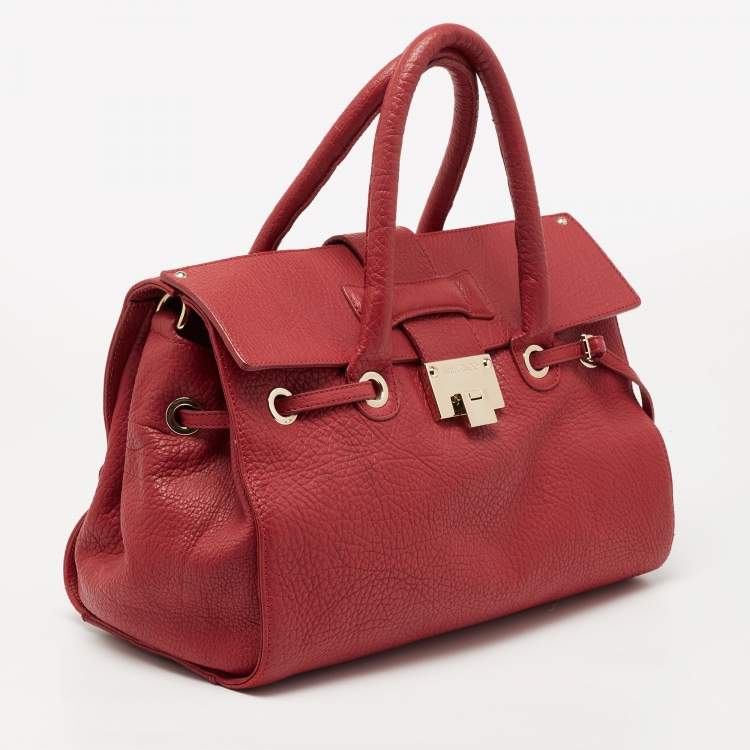 Pre Owned Jimmy Choo Red Leather Rosalie Satchel