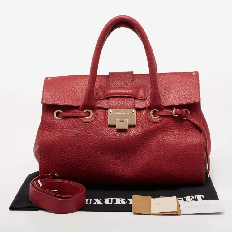 Pre Owned Jimmy Choo Red Leather Rosalie Satchel