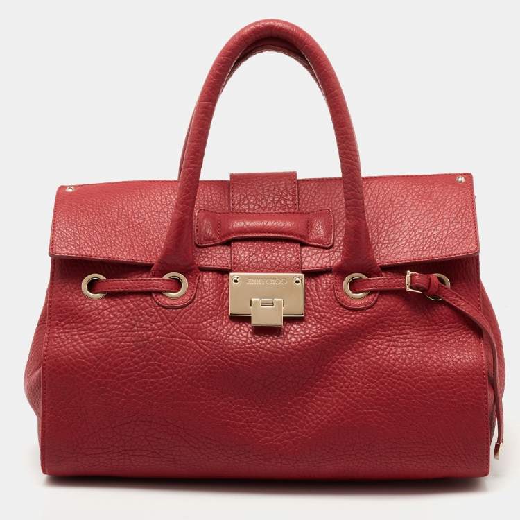 Pre Owned Jimmy Choo Red Leather Rosalie Satchel