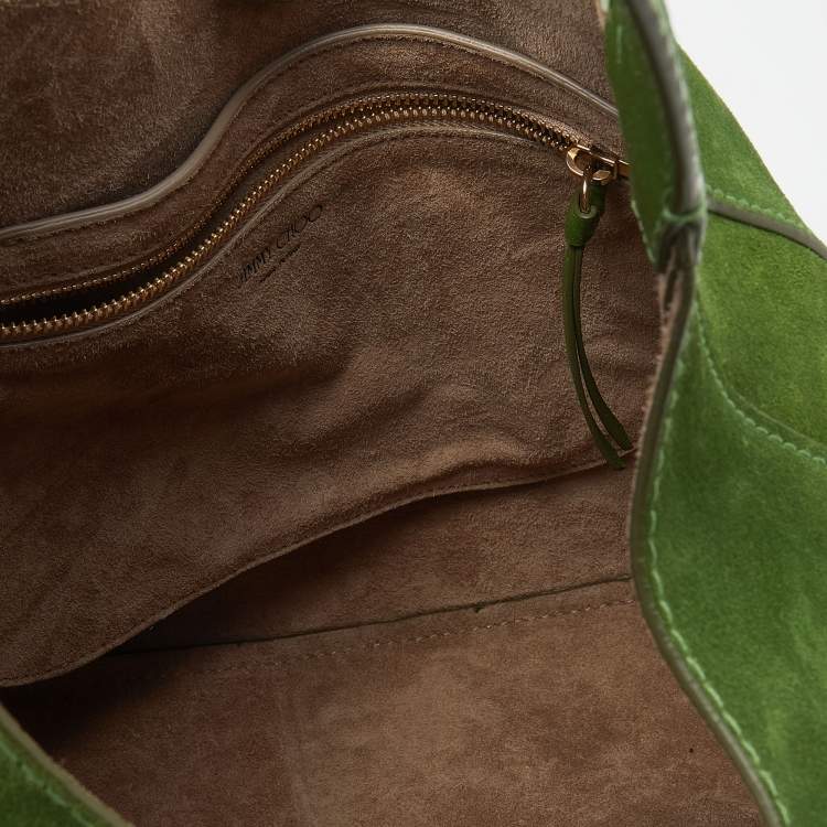 Pre Owned Jimmy Choo Green Suede And Python Stevie Hobo