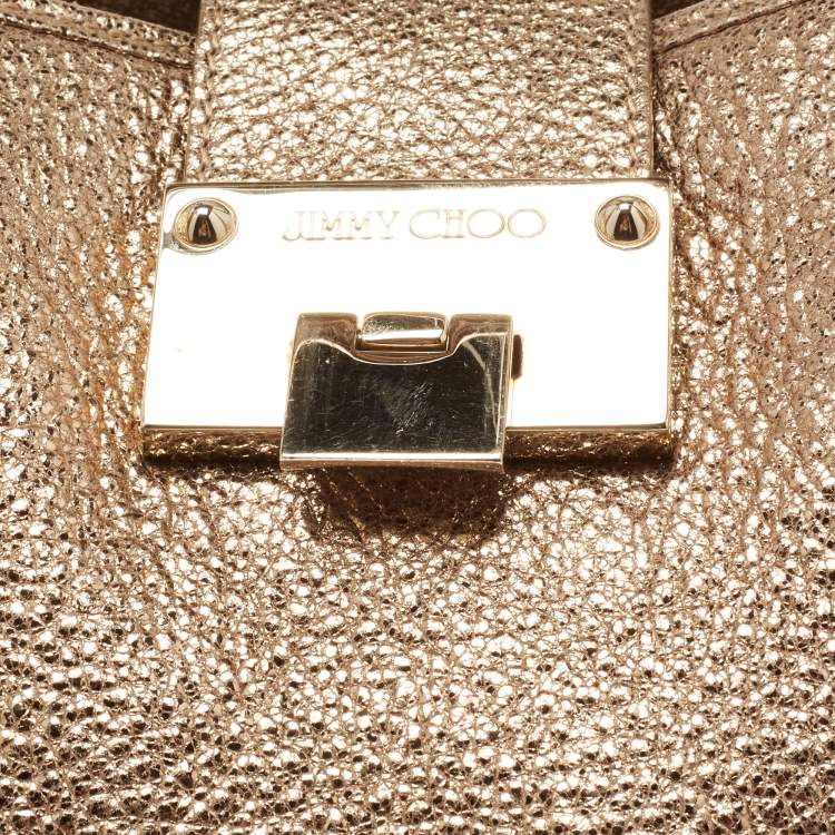 Pre Owned Jimmy Choo Metallic Gold Textured Leather Rania Tote