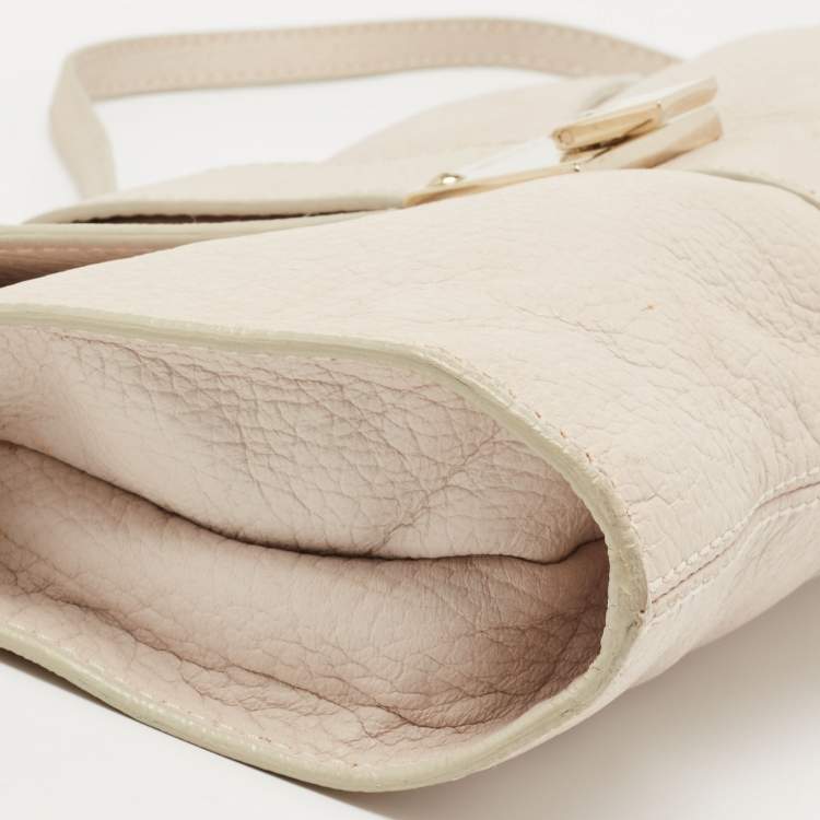 Pre Owned Jimmy Choo Off White Leather Rebel Shoulder Bag