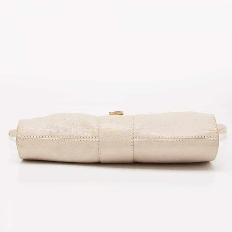 Pre Owned Jimmy Choo Off White Leather Rebel Shoulder Bag
