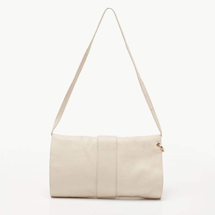 Pre Owned Jimmy Choo Off White Leather Rebel Shoulder Bag