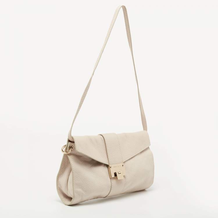 Pre Owned Jimmy Choo Off White Leather Rebel Shoulder Bag