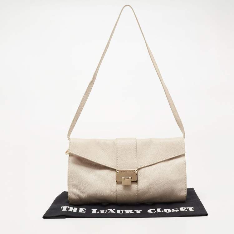 Pre Owned Jimmy Choo Off White Leather Rebel Shoulder Bag