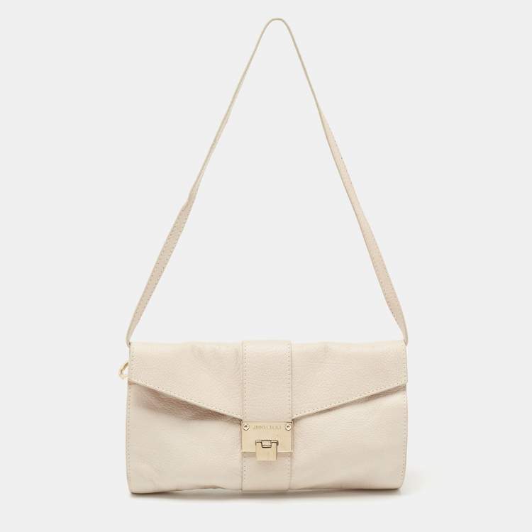 Pre Owned Jimmy Choo Off White Leather Rebel Shoulder Bag