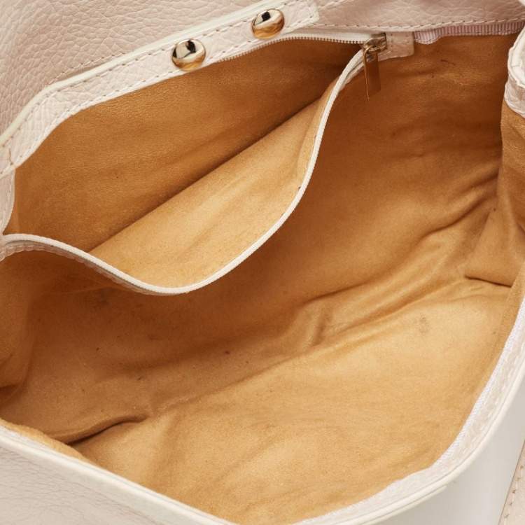 Pre Owned Jimmy Choo Off White Leather Rebel Shoulder Bag