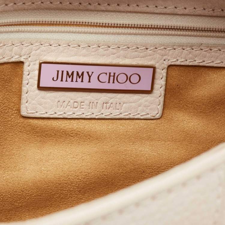 Pre Owned Jimmy Choo Off White Leather Rebel Shoulder Bag