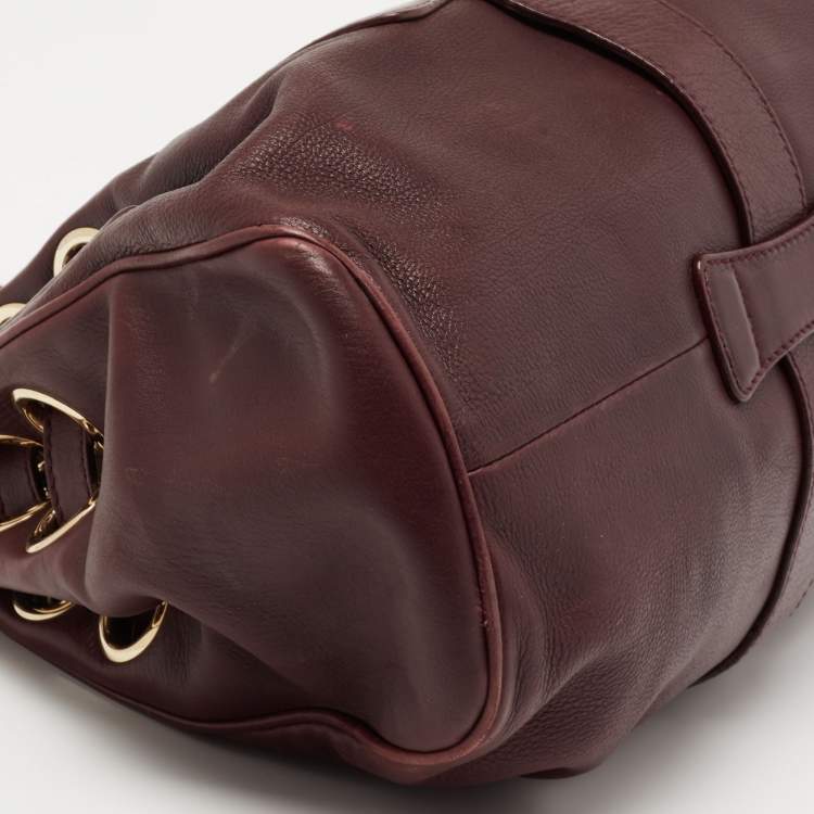 Pre Owned Jimmy Choo Burgundy Leather Riki Tote