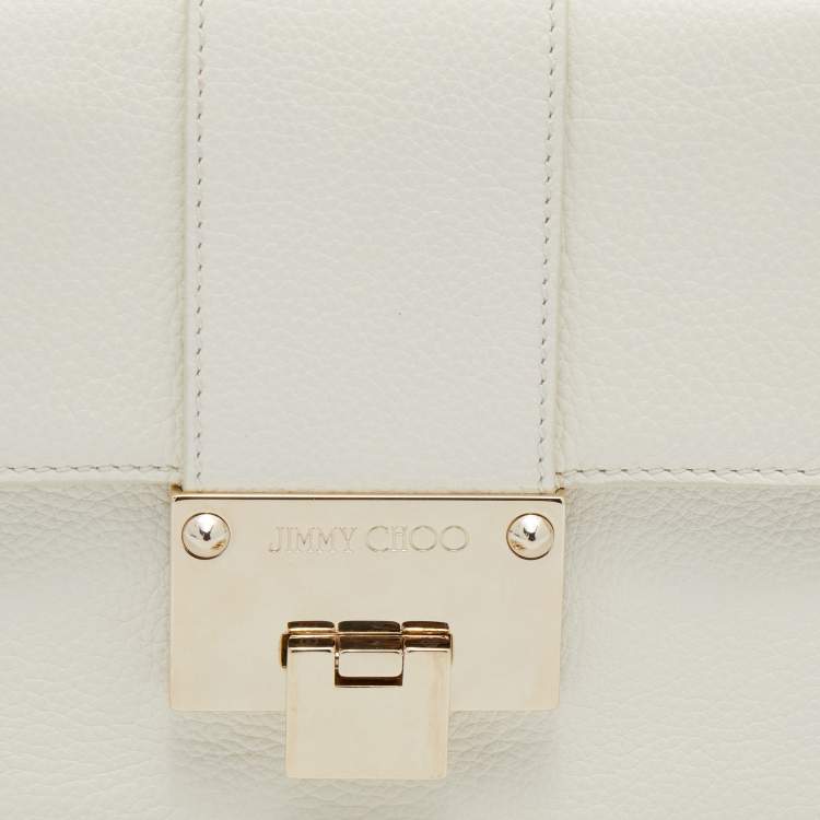 Pre Owned Jimmy Choo White Leather Rebel Top Handle Bag