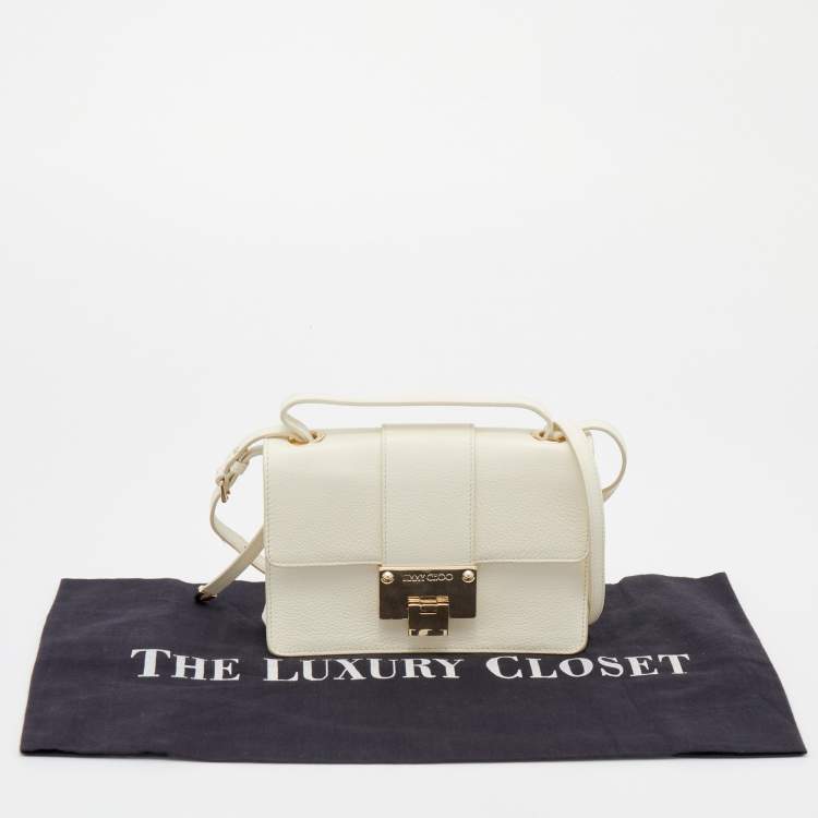 Pre Owned Jimmy Choo White Leather Rebel Top Handle Bag