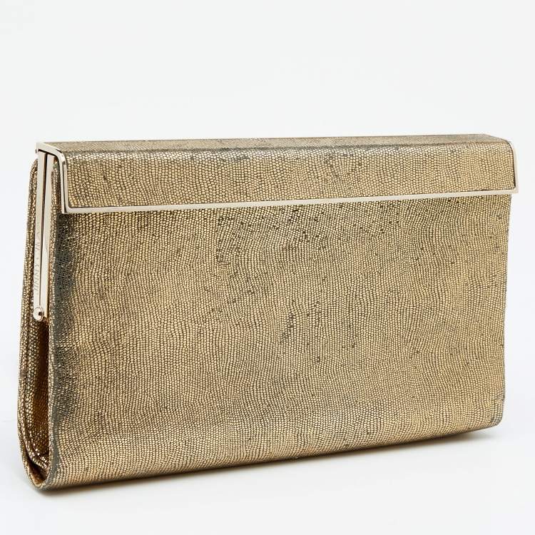 Pre Owned Jimmy Choo Metallic Gold Glitter Cayla Clutch