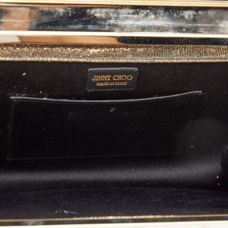 Pre Owned Jimmy Choo Metallic Gold Glitter Cayla Clutch