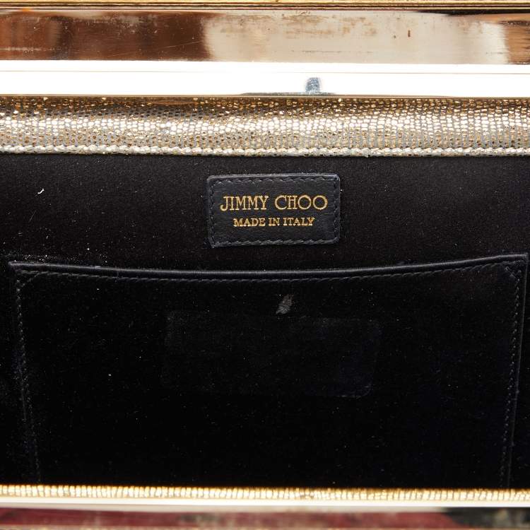 Pre Owned Jimmy Choo Metallic Gold Glitter Cayla Clutch