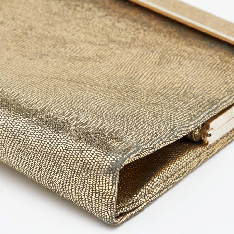 Pre Owned Jimmy Choo Metallic Gold Glitter Cayla Clutch