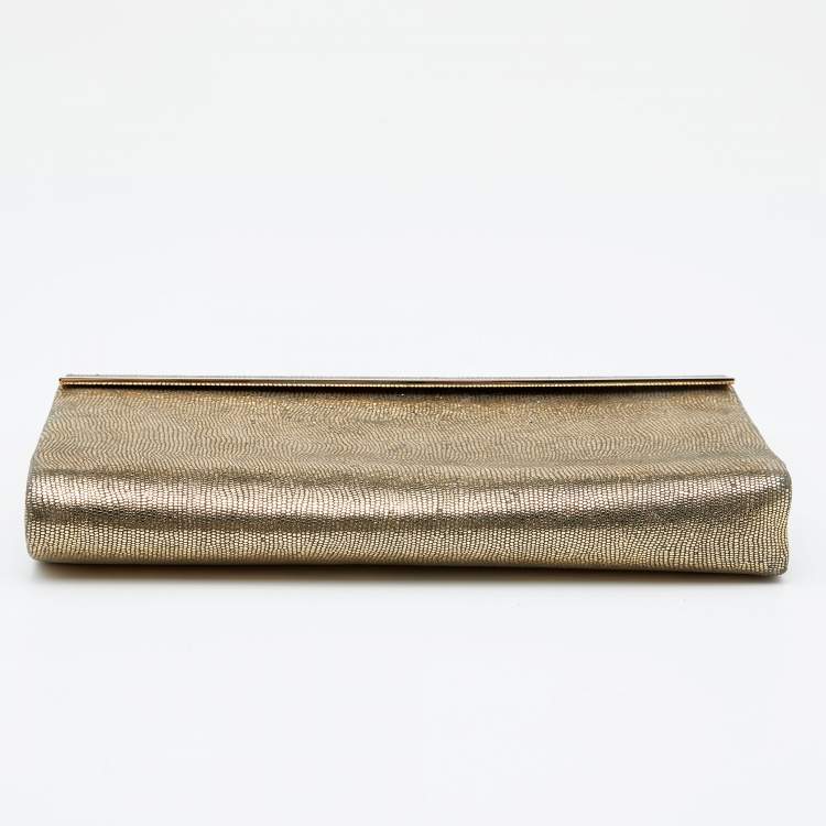 Pre Owned Jimmy Choo Metallic Gold Glitter Cayla Clutch