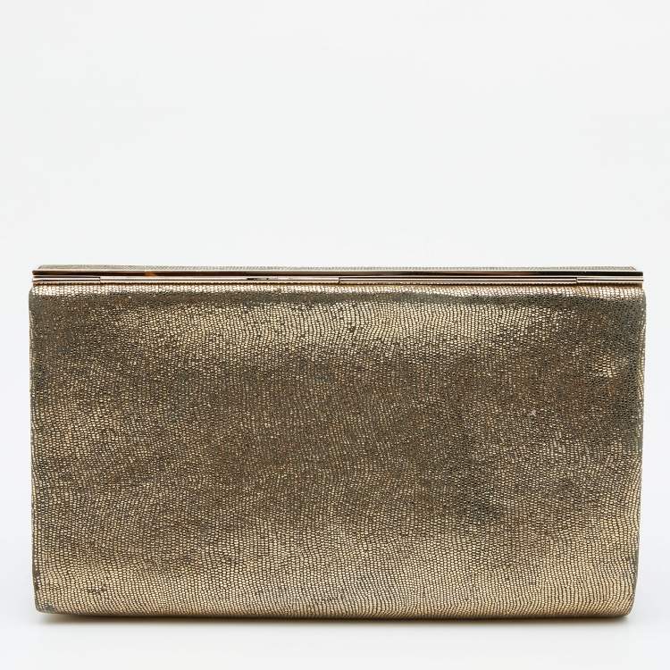Pre Owned Jimmy Choo Metallic Gold Glitter Cayla Clutch