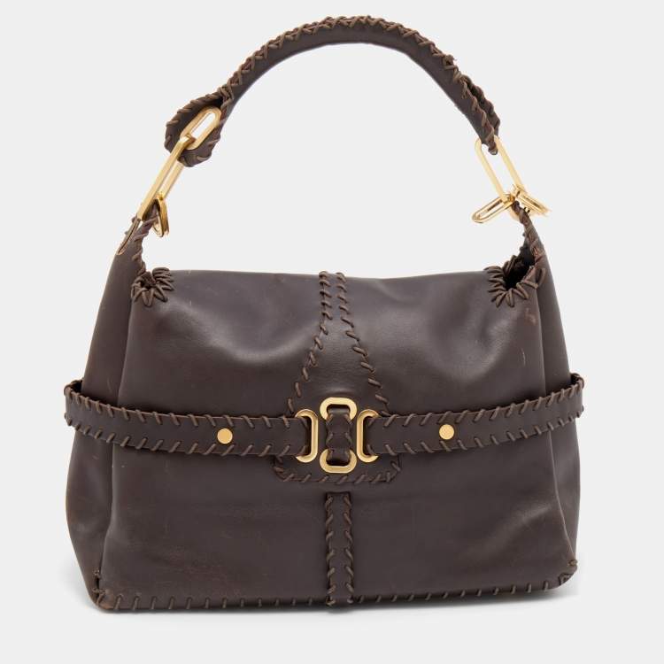 Pre Owned Jimmy Choo Brown Leather Tulita Shoulder Bag