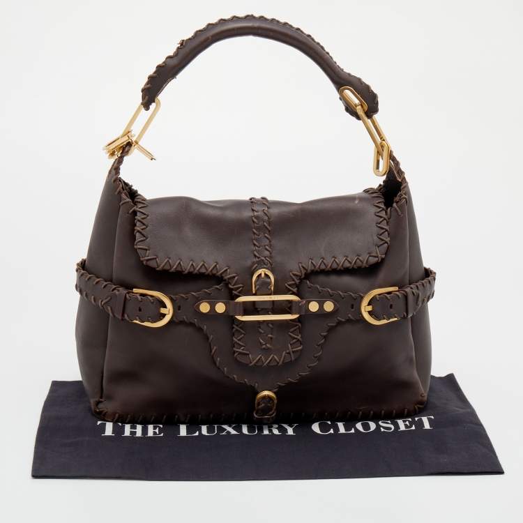 Pre Owned Jimmy Choo Brown Leather Tulita Shoulder Bag