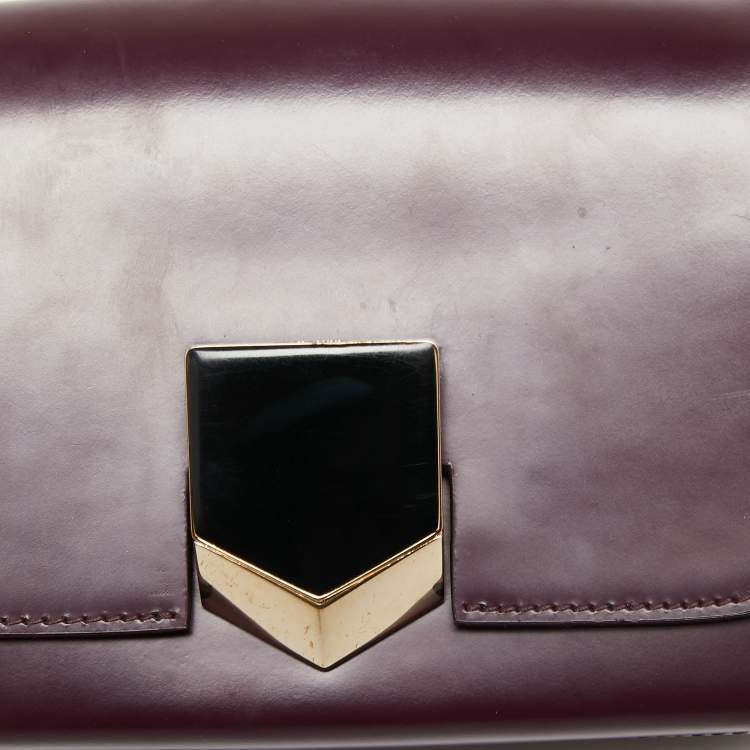 Pre Owned Jimmy Choo Dark Burgundy Leather Lockett Petite Crossbody Bag