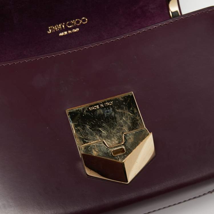 Pre Owned Jimmy Choo Dark Burgundy Leather Lockett Petite Crossbody Bag